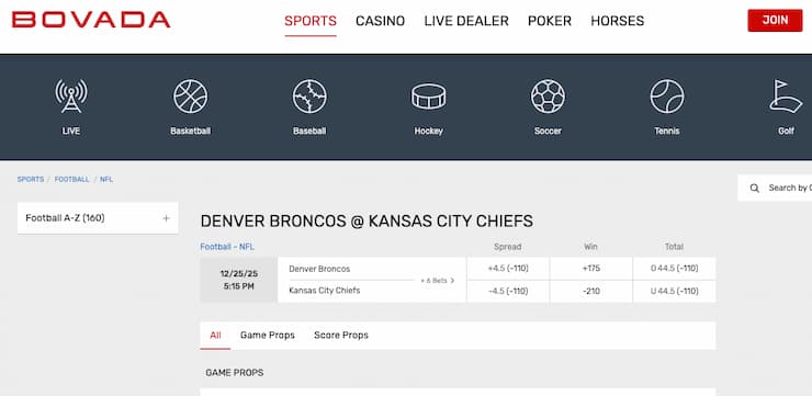 User browsing bets on Bovada, one of the best MO online sportsbooks.